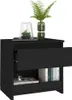 A black bedside table with an open drawer and a plant on top. Náhľad obrázku produktu