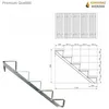 A technical drawing and a 3D render of a metal staircase. Náhled obrázku produktu