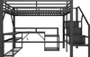 A loft bed with an integrated desk and storage stairs, shown against a white background. Anteprima dell’immagine prodotto