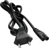 A black power cord with two plugs. Produktbild-Vorschau