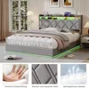 ProximaX Doppelbett 160x200 cm Leinen mit LED, USB-C und Produktbild-Vorschau 7
