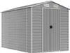 A grey metal garden shed with double doors and vents on the front. Náhled obrázku produktu