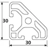 Länge 1450mm - Aluminiumprofil 30x30L 45° Grad I-Typ Nut 6 Produktbild-Vorschau 2