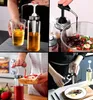 Collage of four images showing a sauce dispenser being used in various kitchen scenarios. Produktbild-Vorschau