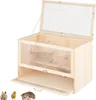 A wooden hamster cage with multiple levels and a mesh lid. Náhľad obrázku produktu