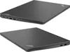 Two views of a closed dark gray laptop, showing its ports and branding. Produktbild-Vorschau