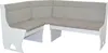 A white corner bench with gray cushions is shown against a white background. Produktbild-Vorschau
