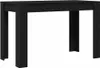 A black wooden dining table with two legs on each side, shown from the front. Náhľad obrázku produktu