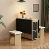 A compact dining set with a folding table and stools, set up in a room with decorative elements. Produktbild-Vorschau