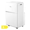 A white portable air conditioner unit with a silver stripe and a logo, on a white background. Produktbild-Vorschau
