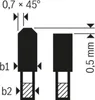 Diagram showing dimensions and features of a saw blade. Voir les images du produit