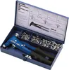A tool kit for blind rivet nuts, including a rivet gun and various sizes of blind rivet nuts, laid out in a blue metal case. Anteprima dell’immagine prodotto