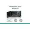 A marketing image of a microwave oven with dimensions and feature callouts. Anteprima dell’immagine prodotto