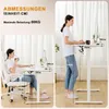 A collage showing a woman sitting at a desk and a woman standing at a desk, with dimensions and load capacity indicated. Podgląd zdjęcia produktu