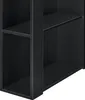 A close-up view of a black shelf unit, showing the edges of shelves and vertical supports. Náhled obrázku produktu