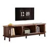 A dark wood TV stand with a television mounted above it. Voir les images du produit