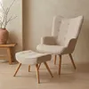 MENZZO Fauteuil scandinave + pouf Lylou Tissu Beige Voir les images du produit 8