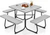 A gray picnic table with four attached benches on a white background. Produktbild-Vorschau