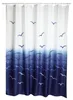 Duschvorhang MSV MÖWEN Textil 180 x 200 cm blau weiß 149298 Produktbild-Vorschau 1
