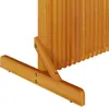 Close-up of the wooden base and vertical slats of a privacy screen. Voir les images du produit