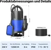 Schmutzwasserpumpe 750 W 12500 l/h Tauchpumpe Gartenpumpe Produktbild-Vorschau 3
