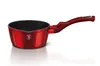 A red saucepan with a black interior and a red handle, shown on a white background with a reflection. Náhled obrázku produktu