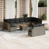 vidaXL 13-tlg. Garten-Sofagarnitur mit Kissen Grau Poly Produktbild-Vorschau 2