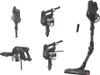 Multiple views of a cordless vacuum cleaner, showing different angles and configurations. Voir les images du produit