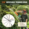 A person wearing safety gear is using a hedge trimmer in a garden. Produktbild-Vorschau