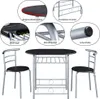 A collage of images showing a dining set with a table and two chairs, highlighting various features. Podgląd zdjęcia produktu
