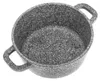 A top-down view of a speckled gray pot with two handles. Voir les images du produit