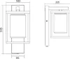 Technical drawings of an outdoor wall lamp with dimensions. Anteprima dell’immagine prodotto