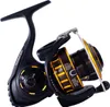 A black and gold fishing reel is shown against a white background. Produktbild-Vorschau