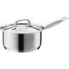A stainless steel saucepan with a lid and handle, shown against a white background. Náhled obrázku produktu