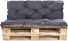 A dark gray cushion set on a wooden pallet. Produktbild-Vorschau
