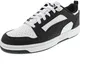 A single Puma Rebound V6 Low sports shoe in black and white. Podgląd zdjęcia produktu