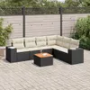 Design 7-tlg. Garten-Sofagarnitur mit Kissen Schwarz Poly Produktbild-Vorschau 1