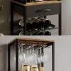 A close-up view of a wine rack and glassware holder. Podgląd zdjęcia produktu