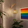 Holz Innen Wandleuchte, Vintage Wandlampe, Retro Bambus Produktbild-Vorschau 6