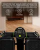 Close-up of a digital display on a fitness stepper, with overlaid text and icons describing workout features. Podgląd zdjęcia produktu