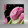 Wanduhr - Quadrat - Glasuhr - Tulpe Blumen Tau - 30x30cm - Produktbild-Vorschau 3