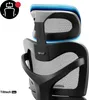 Close-up of the headrest and upper back of an ergonomic office chair. Anteprima dell’immagine prodotto