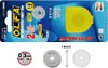 The image shows the packaging of Olfa RB-18:2 18 mm replacement blades for a rotary cutter, along with a close-up of the blades and their specifications. Náhled obrázku produktu