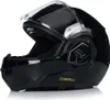 A black motorcycle helmet with the visor up, shown from a side-angle. Produktbild-Vorschau