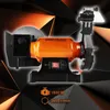 A product shot of a double-disc grinder with marketing overlays. Voir les images du produit