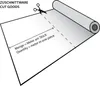An illustration showing a roll of material being cut with scissors, with text indicating quantity measurement. Produktbild-Vorschau