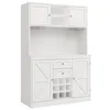 A white buffet cabinet with a hutch, featuring doors, drawers, and a wine rack. Anteprima dell’immagine prodotto