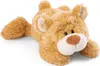 A plush teddy bear lying on a white background. Produktbild-Vorschau