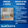 A product image showing a dehumidifier container with blue liquid and text describing its features. Produktbild-Vorschau