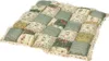 A patchwork seat cushion with floral and gingham patterns, trimmed with lace. Produktbild-Vorschau